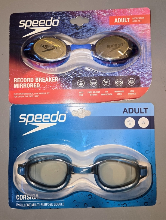 Speedo Other - Speedo Adult Mirrored Record Breaker & Corsica Swim Goggles - Blue/Black NEW